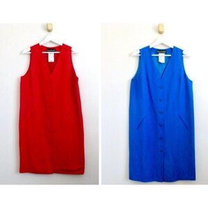 NEW! Lot of 2 Y2K Harve Benard Holtzman Linen Blend Button Front Vest Dress SZ 6